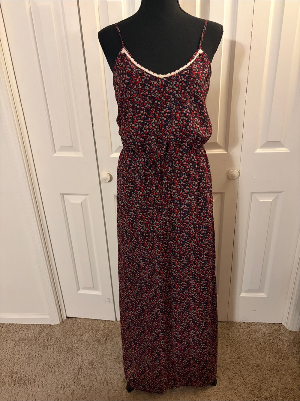 Mimi Chica Black with Red & Gray Print Maxi Dress